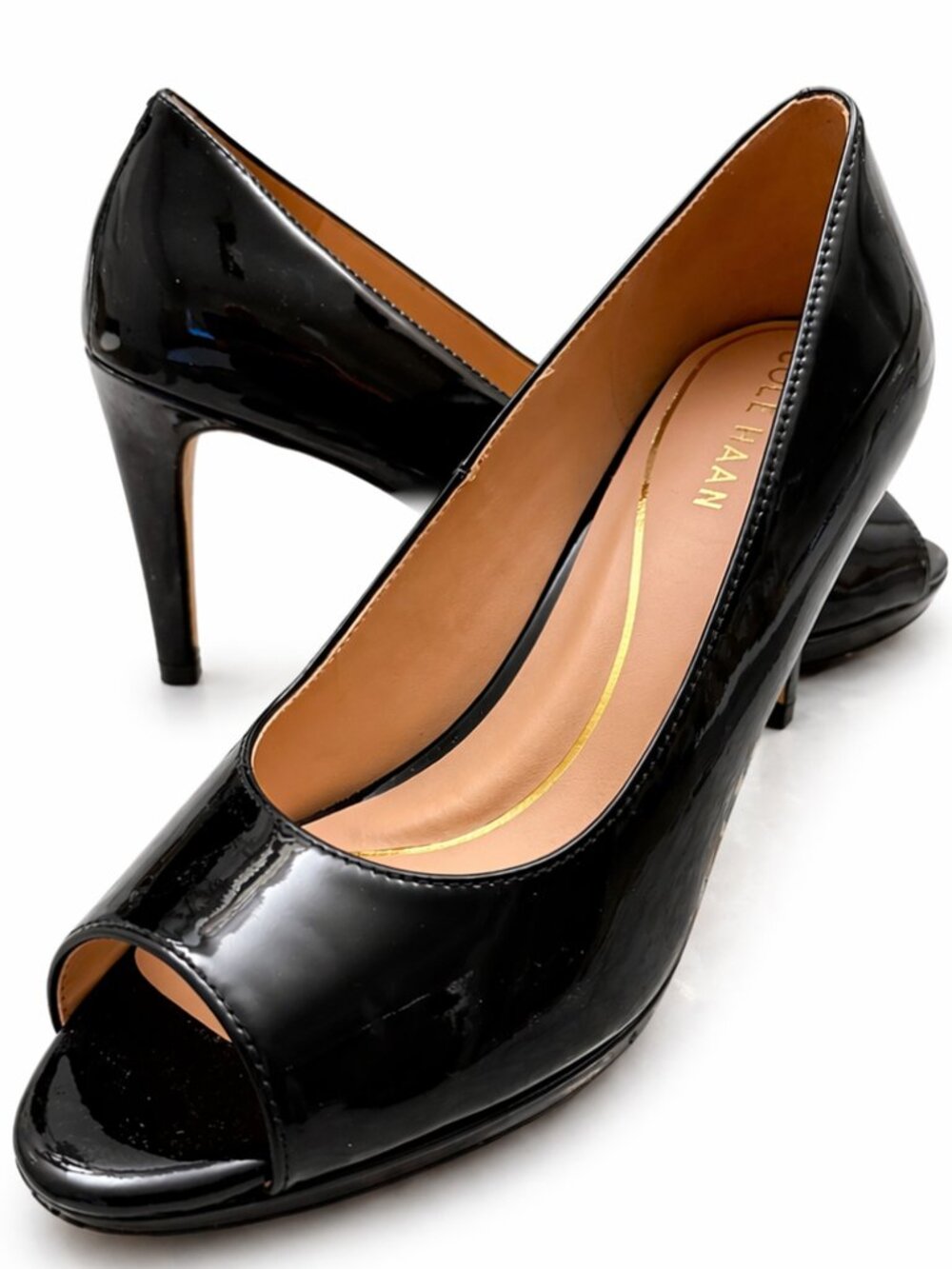 💋Cole Haan Pauline Black Patent Leather Heel | Size 8 | Nike Air Cushioned